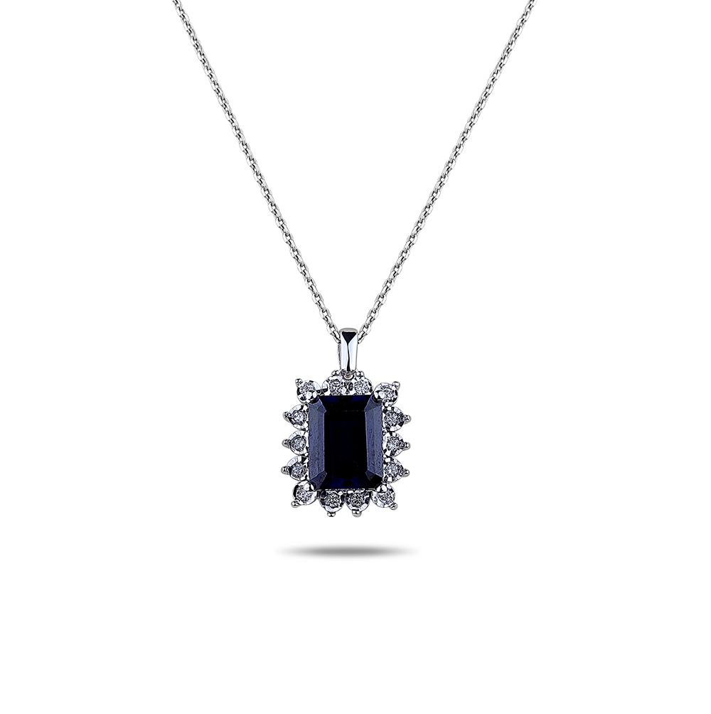 3,16 Karat Pırlantalı Safir Kolye